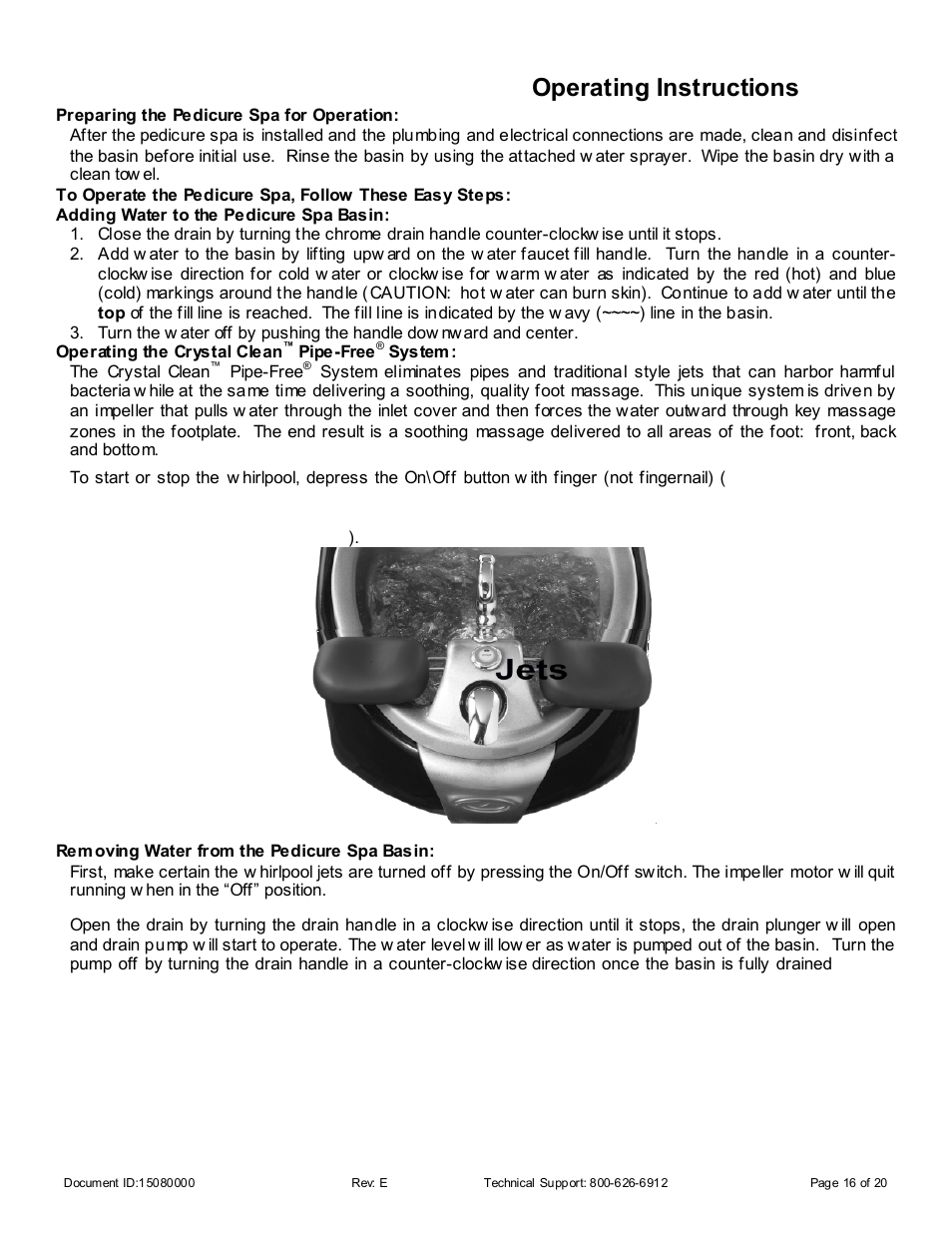 Crystal clean, Pipe-free, Spa - operating instructions | Whirlpool 15080000 User Manual | Page 16 / 20