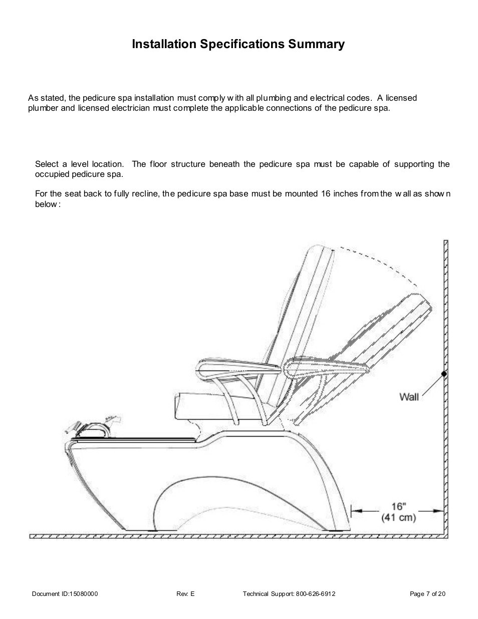 Installation specifications summary, Location and support | Whirlpool 15080000 User Manual | Page 7 / 20