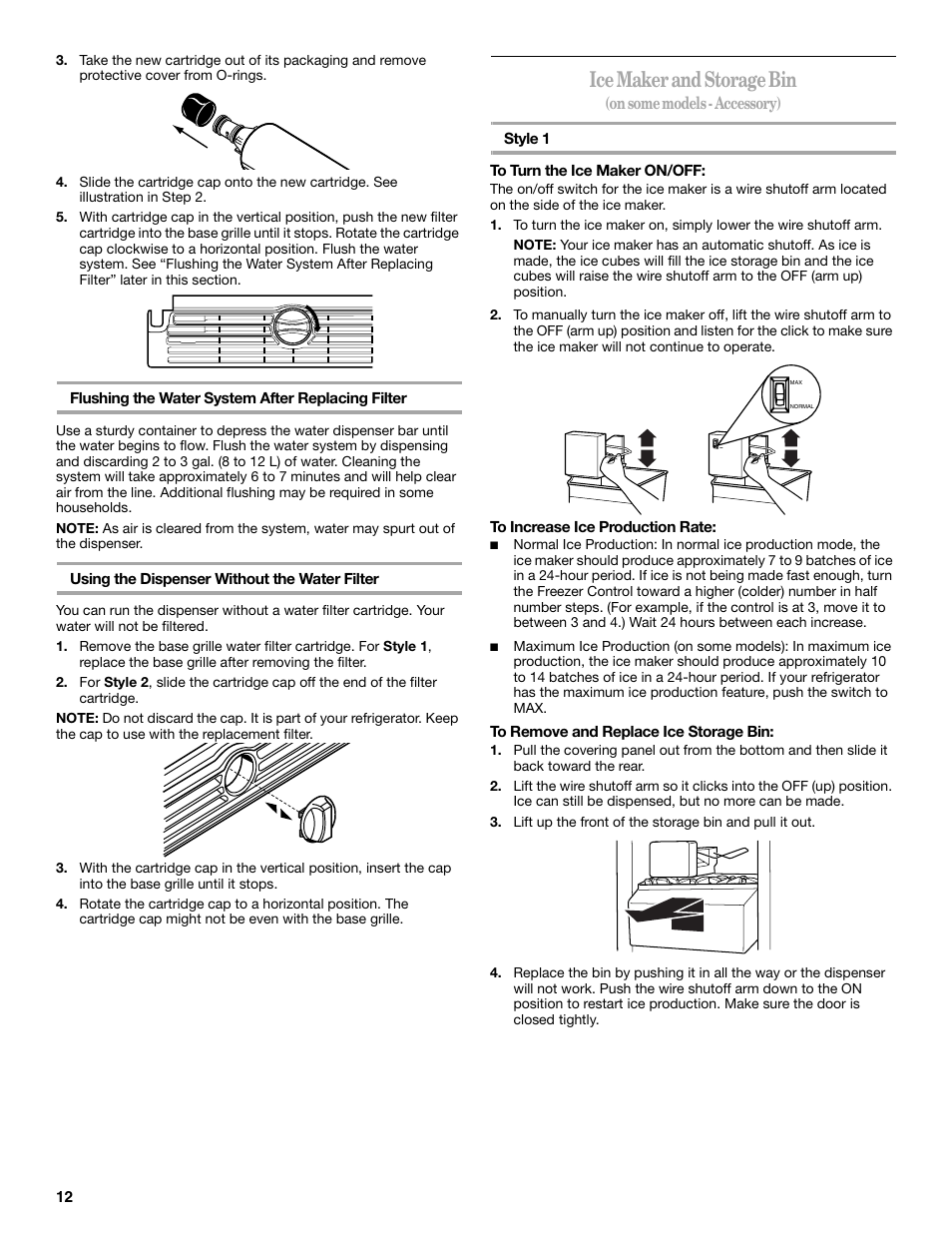 Ice maker and storage bin | Whirlpool 8ED2GTKXRQ00 User Manual | Page 12 / 24