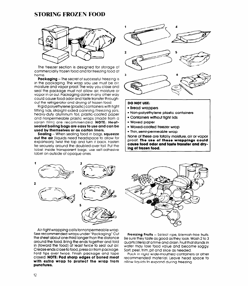 Storing frozen food | Whirlpool ED20AK User Manual | Page 12 / 20