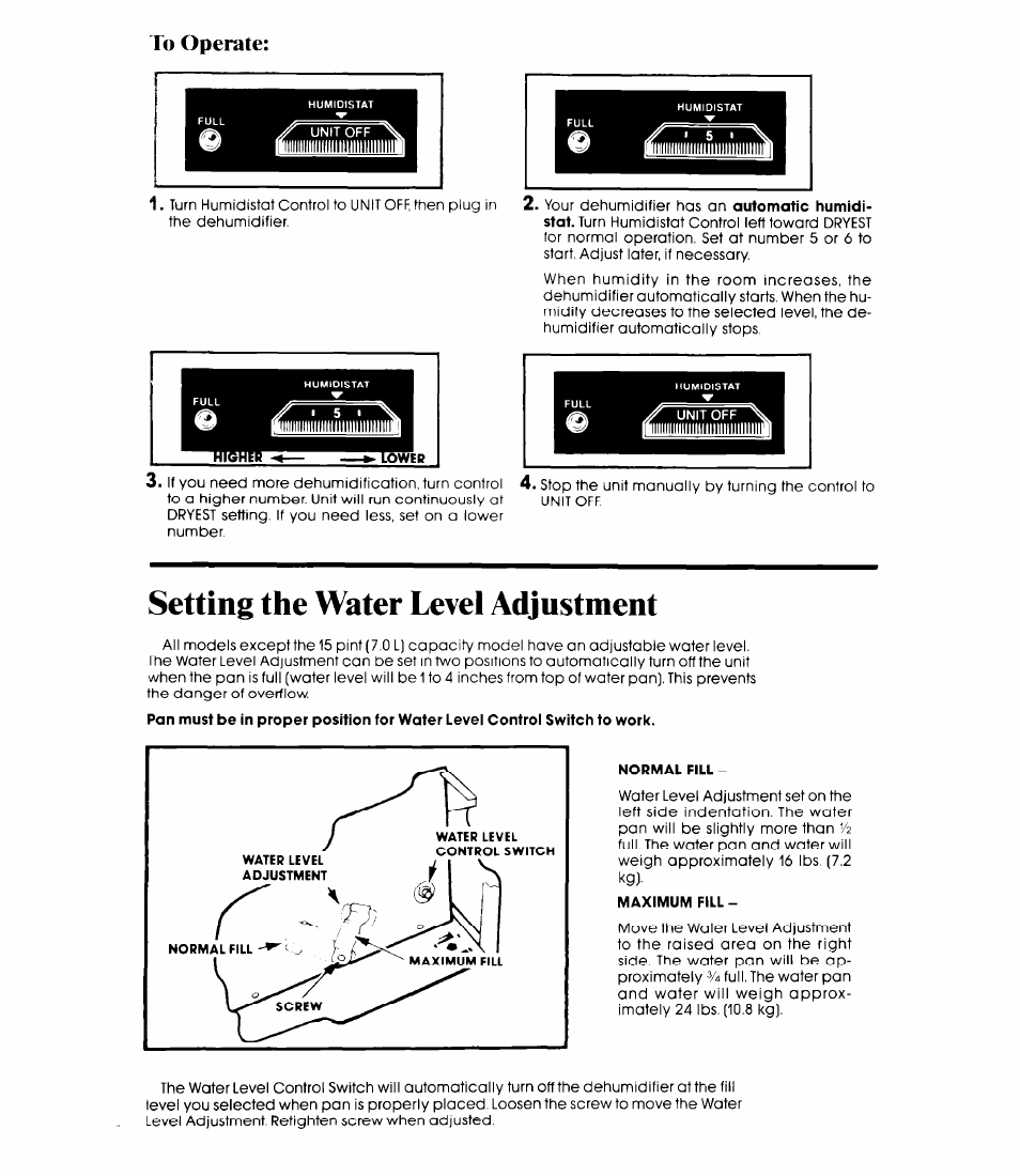 Setting the water level adjustment | Whirlpool AD0402XS0 User Manual | Page 6 / 12