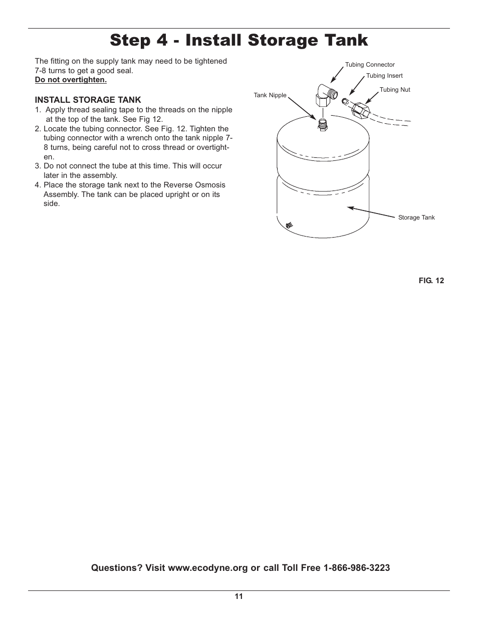 Step 4 - install storage tank | Whirlpool WHER25 User Manual | Page 11 / 27