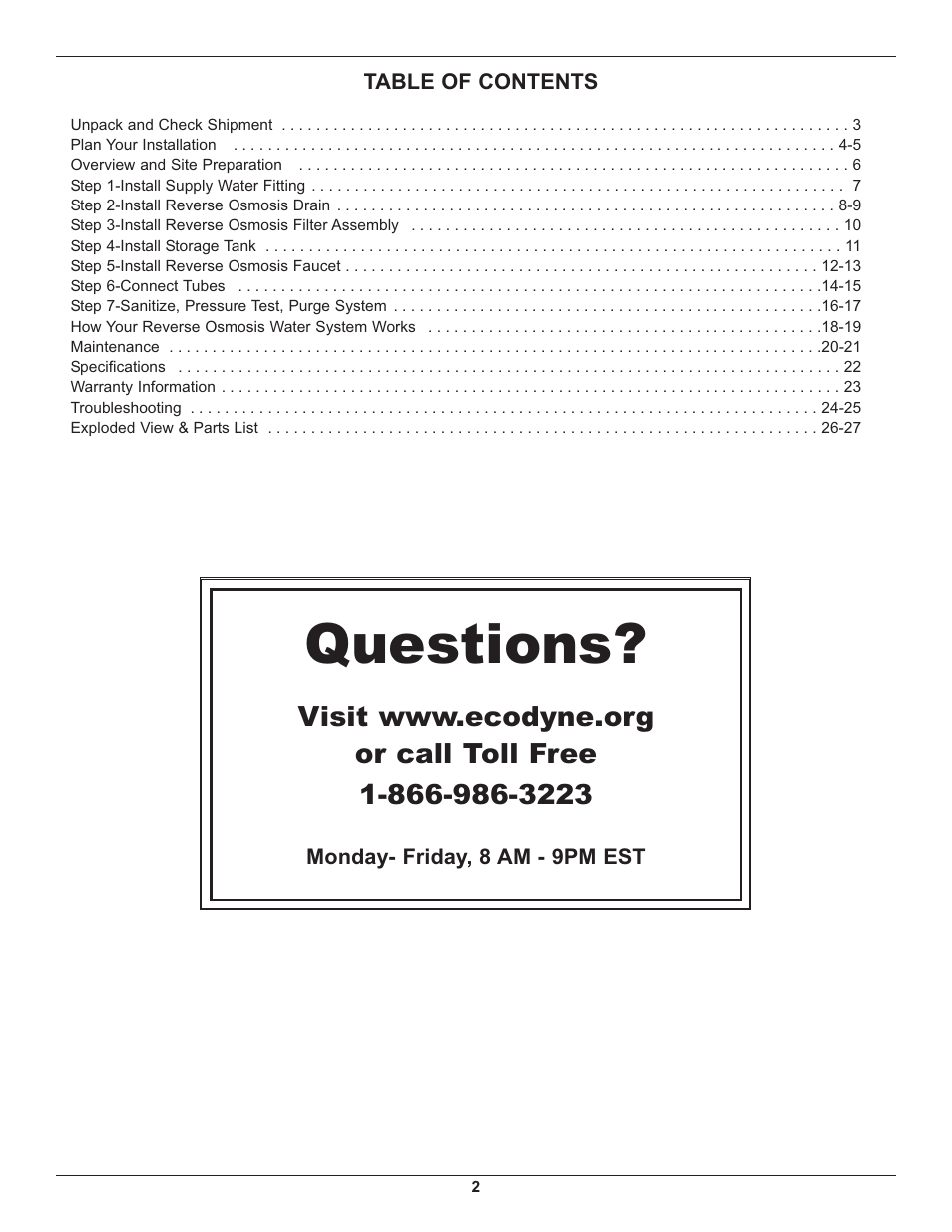 Questions | Whirlpool WHER25 User Manual | Page 2 / 27