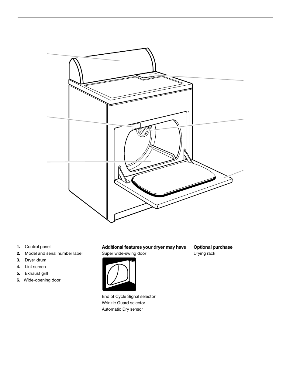 Parts and features | Whirlpool 3HLER5437JQ0 User Manual | Page 5 / 24