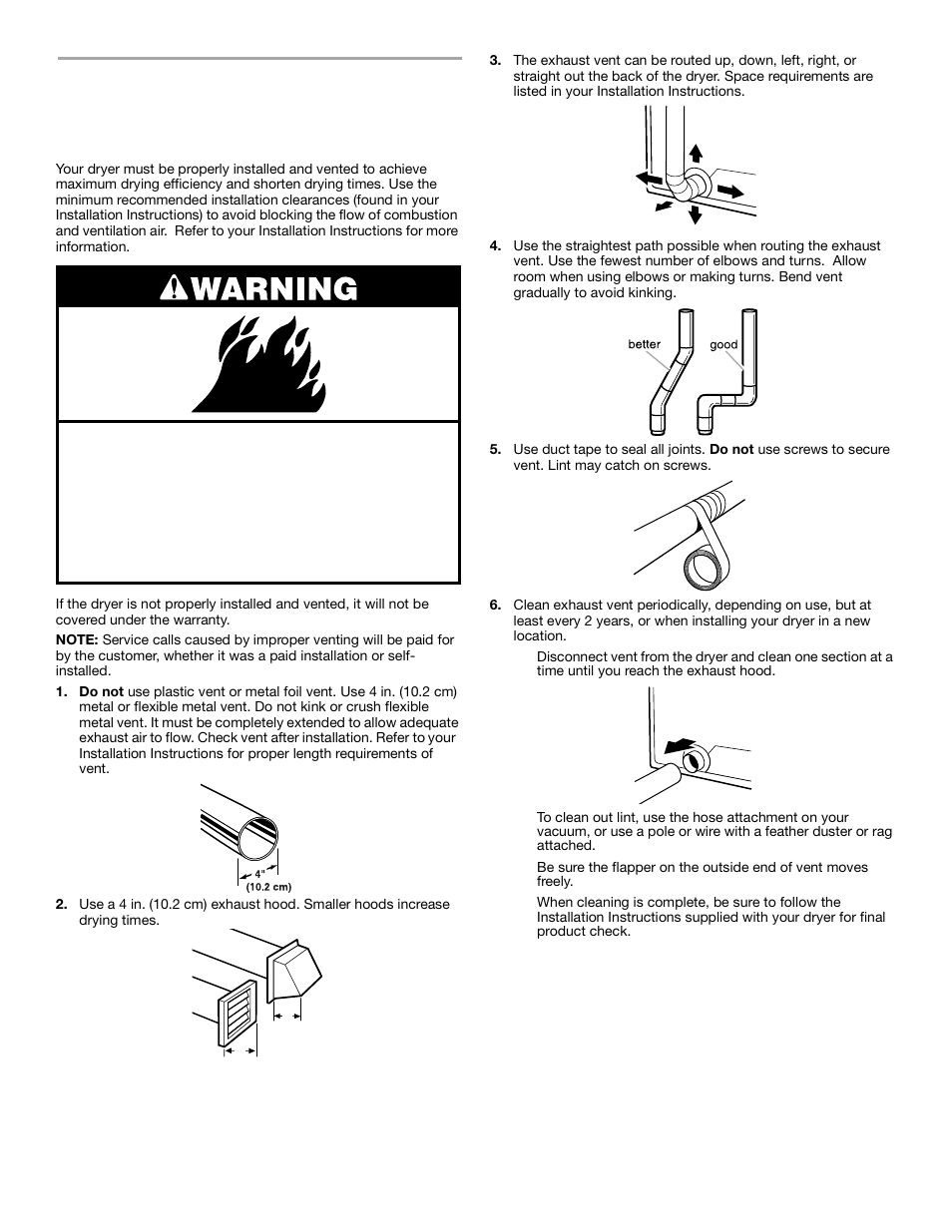 Checking your vent | Whirlpool 3HLER5437JQ0 User Manual | Page 6 / 24