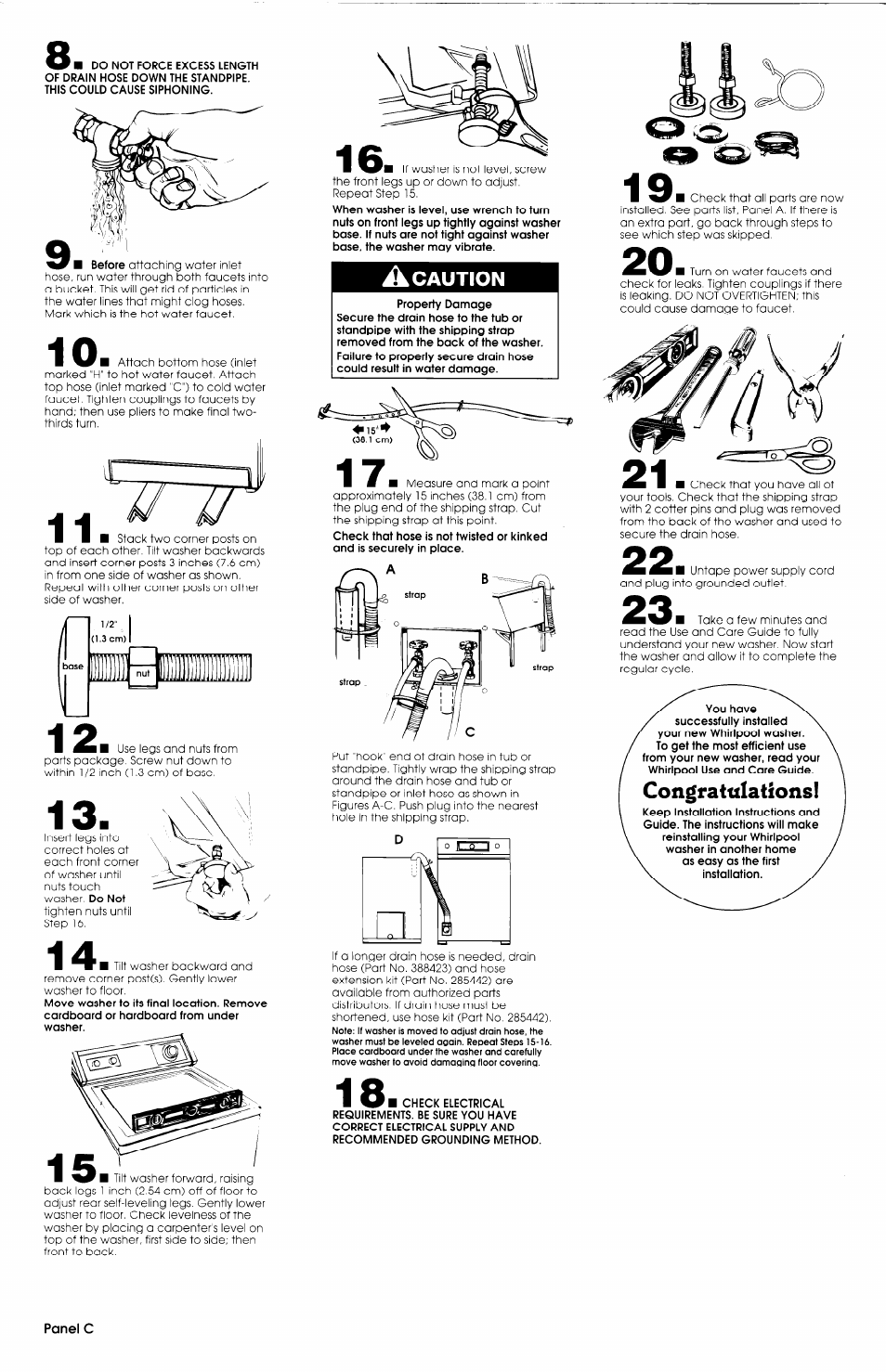 Panel c, A caution | Whirlpool 3358968 User Manual | Page 4 / 5