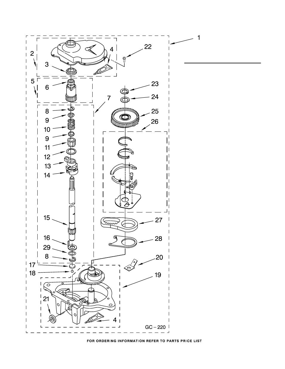 Gearcase, Gearcase parts | Whirlpool WGT3300SQ1 User Manual | Page 17 / 22