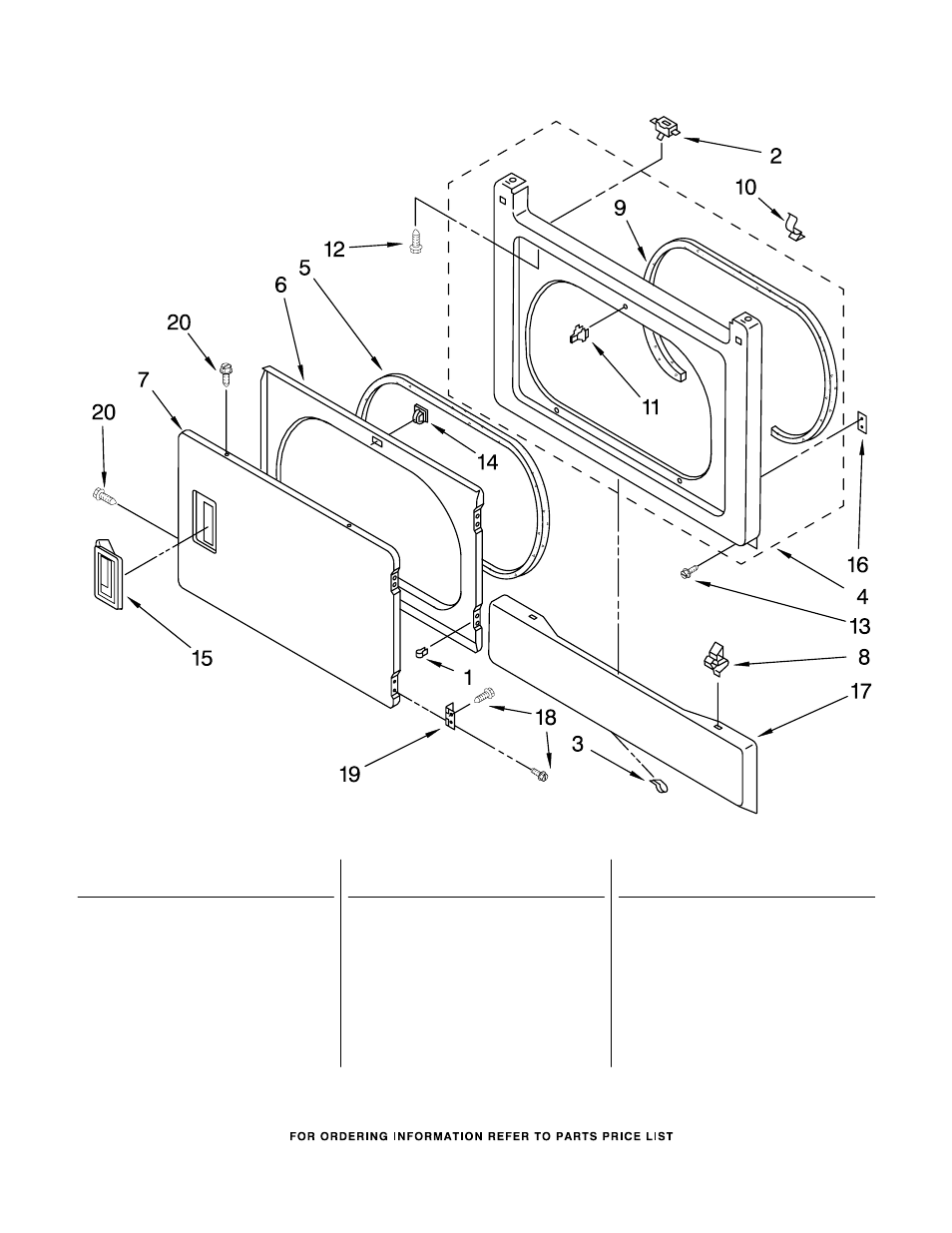 Dryer front panel and door, Dryer front panel and door parts | Whirlpool WGT3300SQ1 User Manual | Page 2 / 22