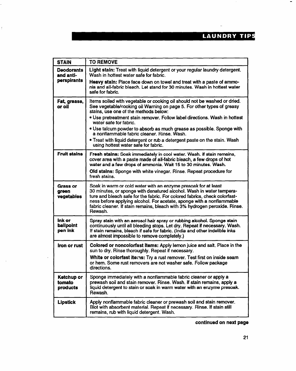 Whirlpool 3396314 User Manual | Page 21 / 34