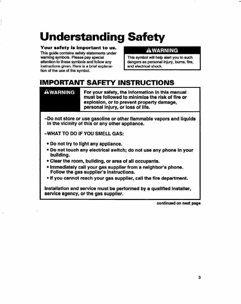 Understanding safety, Important safety instructions | Whirlpool 3396314 User Manual | Page 3 / 34