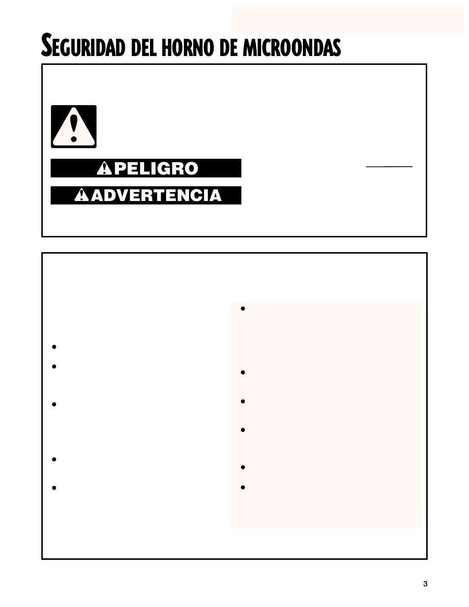 Seguridad del horno de microondas, Eguridad del horno de microondas, Peligro | Advertencia, Instrucciones importantes de seguridad, Guarde estas instrucciones | Whirlpool GM8155XJ User Manual | Page 32 / 60