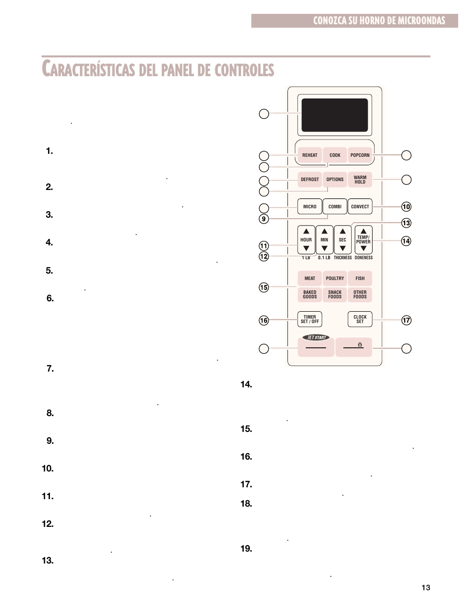 Aracterísticas del panel de controles, Conozca su horno de microondas | Whirlpool GM8155XJ User Manual | Page 42 / 60