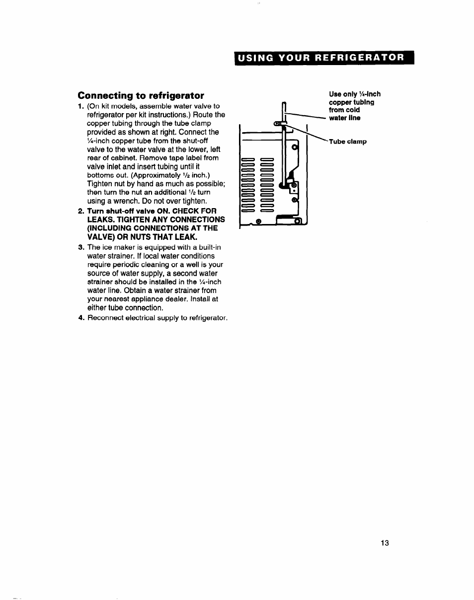 Connecting to refrigerator | Whirlpool 2183013 User Manual | Page 13 / 24