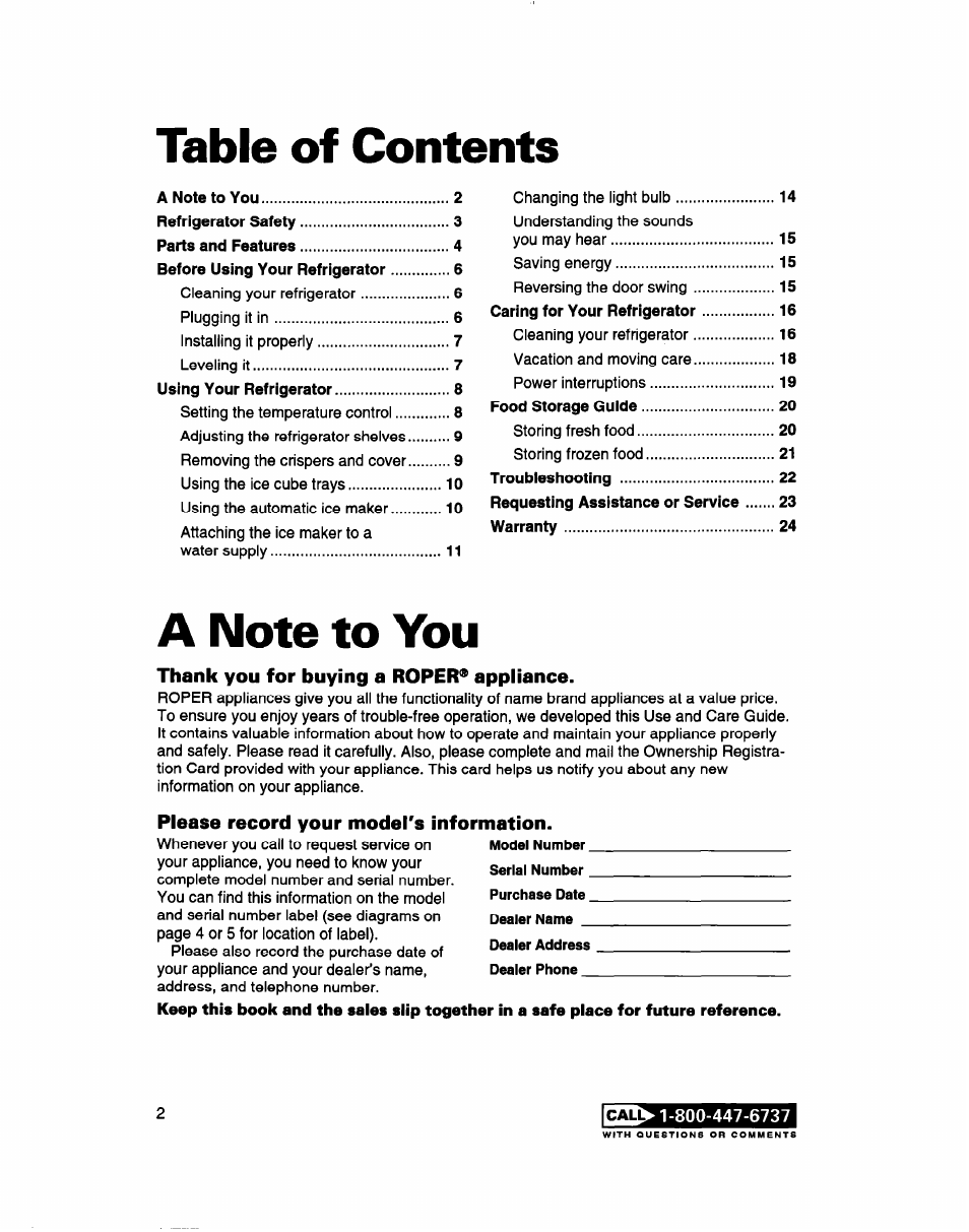 Whirlpool 2183013 User Manual | Page 2 / 24