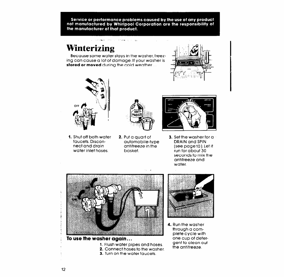 Winterizing | Whirlpool LA5570XP User Manual | Page 12 / 16