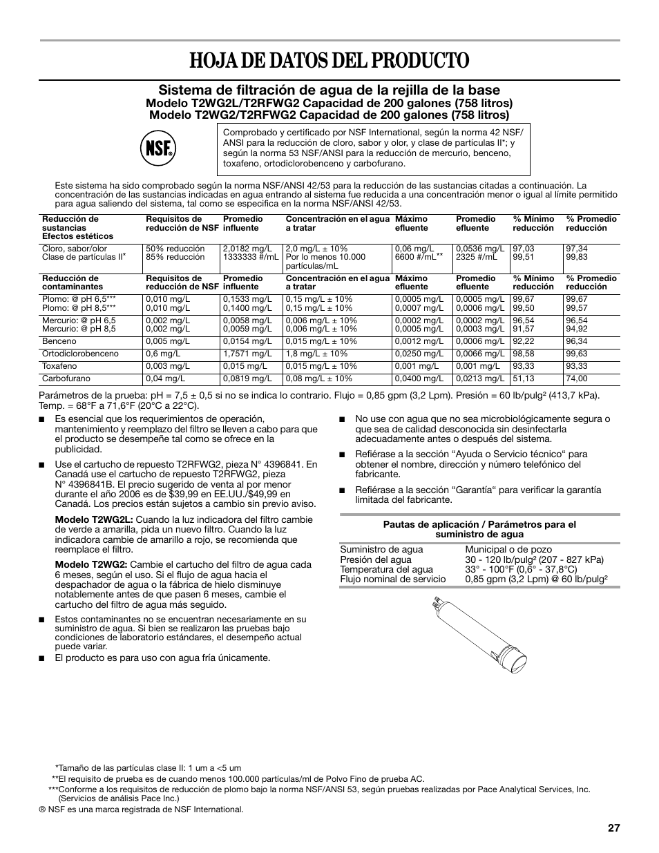 Hoja de datos del producto | Whirlpool 2315209 User Manual | Page 27 / 44