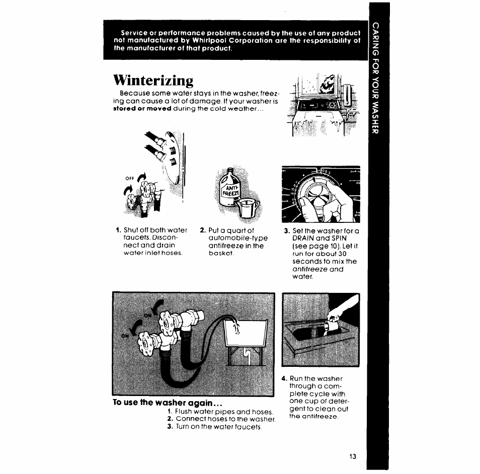 Winterizing | Whirlpool LA77OOXP User Manual | Page 13 / 16