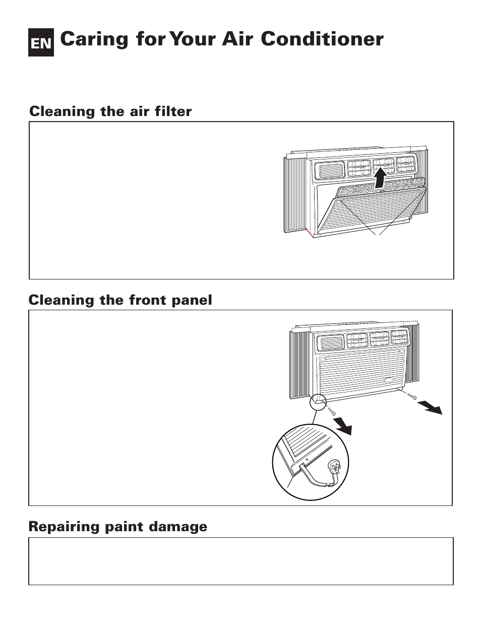 Caring for your air conditioner | Whirlpool ACE082XH0 User Manual | Page 10 / 28