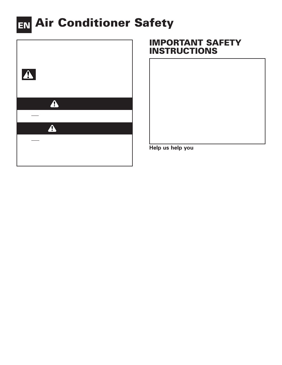 Air conditioner safety, Warning danger, Important safety instructions | Whirlpool ACE082XH0 User Manual | Page 3 / 28