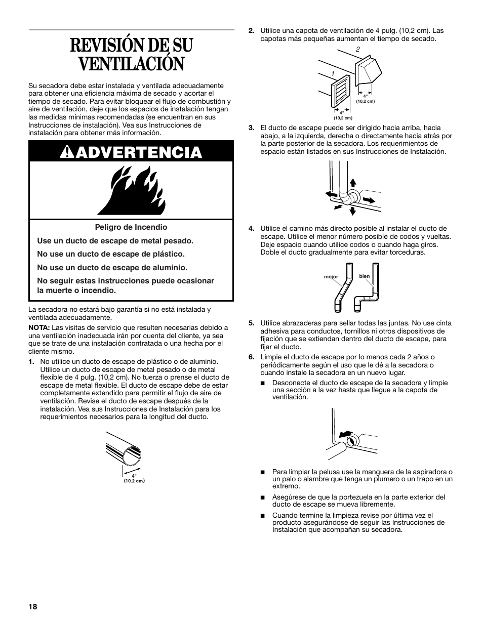 Revisión de su ventilacion, Revisión de su ventilación | Whirlpool 8535839 User Manual | Page 18 / 28