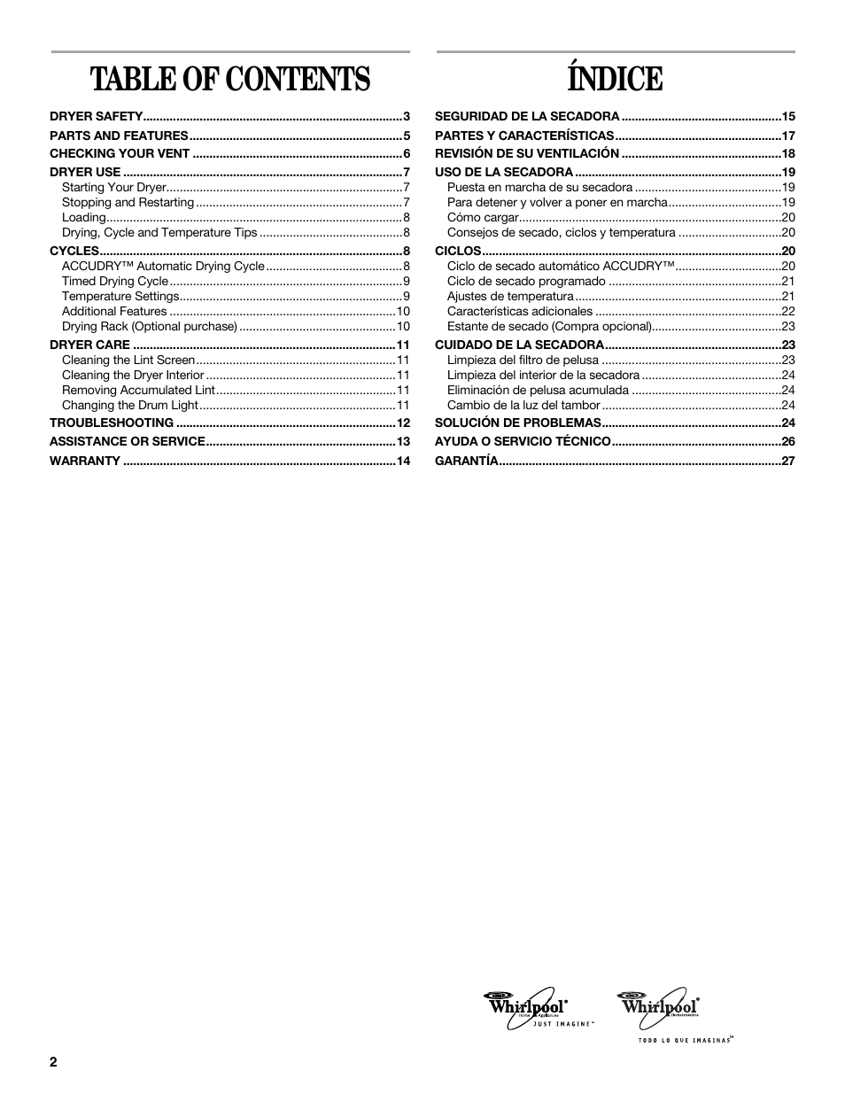 Whirlpool 8535839 User Manual | Page 2 / 28