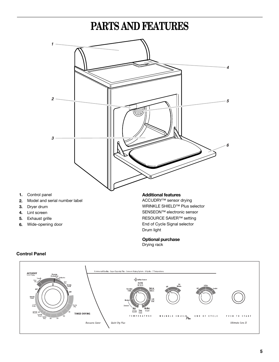 Parts and features | Whirlpool 8535839 User Manual | Page 5 / 28