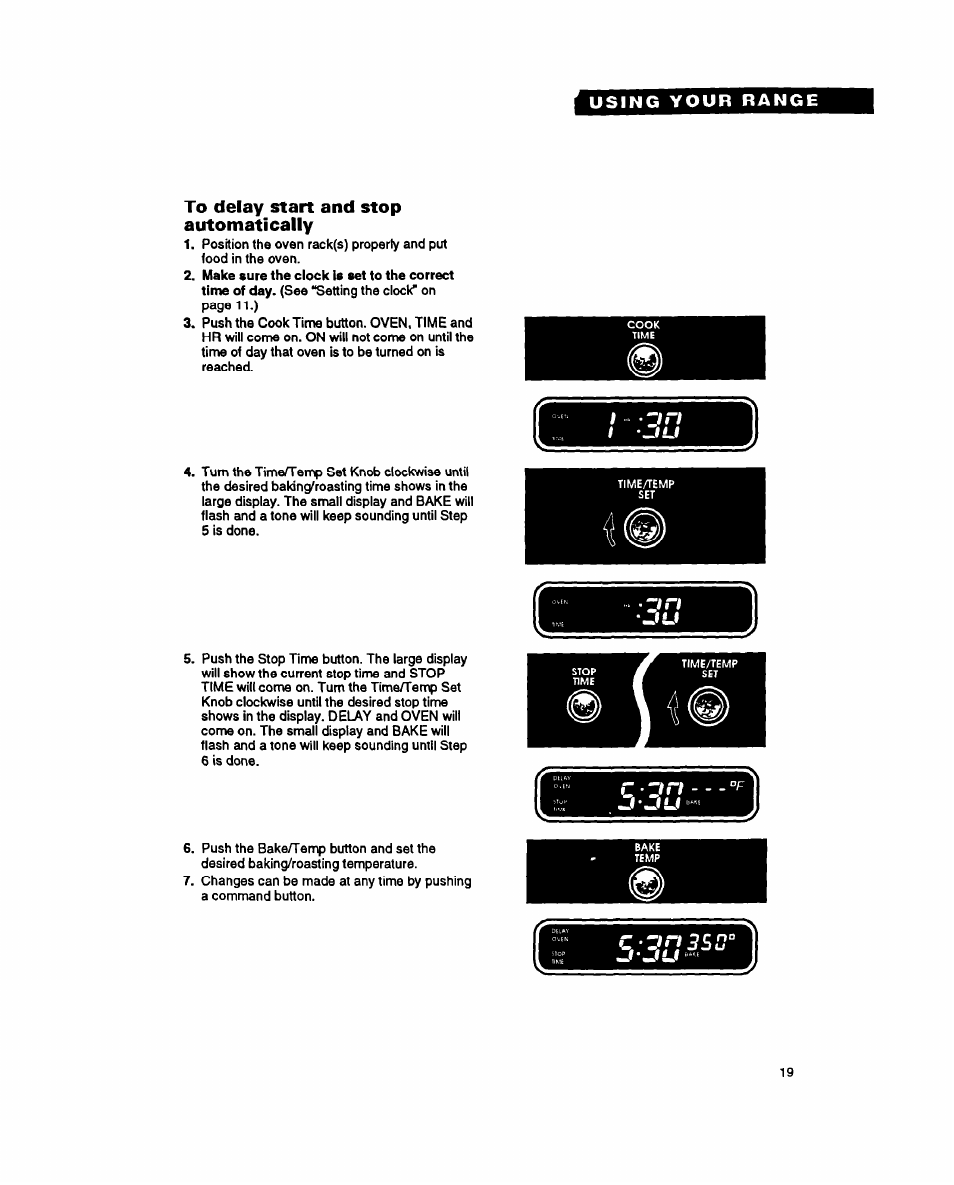To delay start and stop automatically | Whirlpool FES355Y User Manual | Page 19 / 32