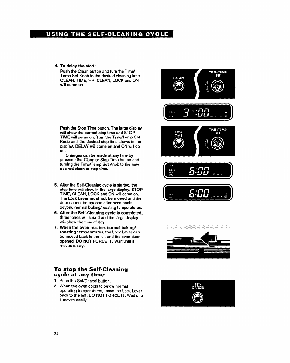 To stop the self-cleaning cycle at any time, D - u l f c, U ‘ u l . h | Whirlpool FES355Y User Manual | Page 24 / 32
