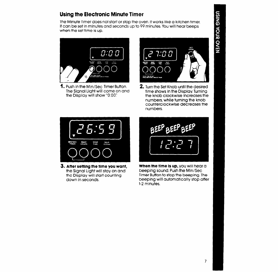 After setting the time you want, D c * c o | Whirlpool RB265PXV User Manual | Page 7 / 24