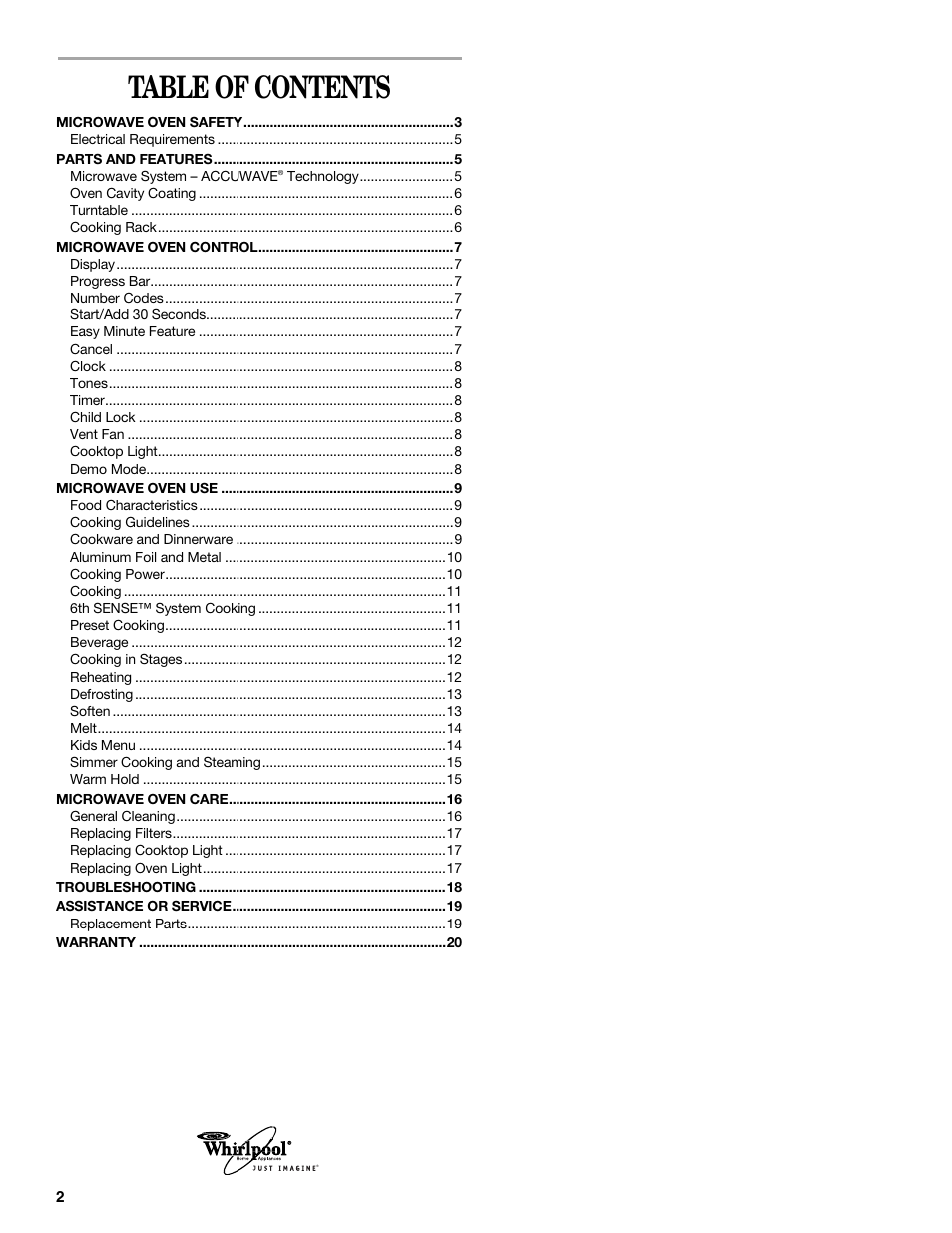 Whirlpool GH5176XP User Manual | Page 2 / 20