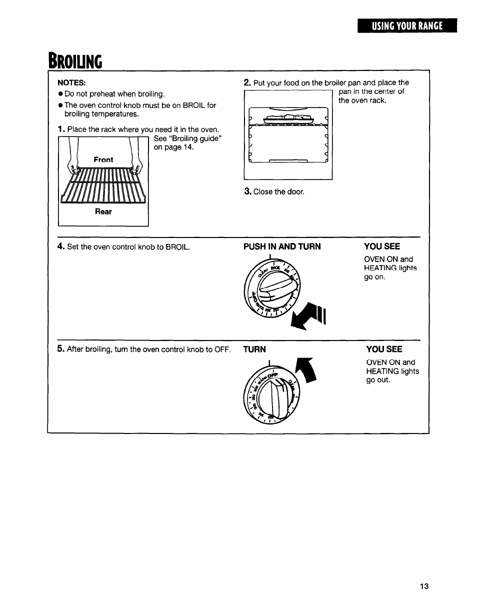 Broiunc, Roiunc | Whirlpool FGS335E User Manual | Page 13 / 29