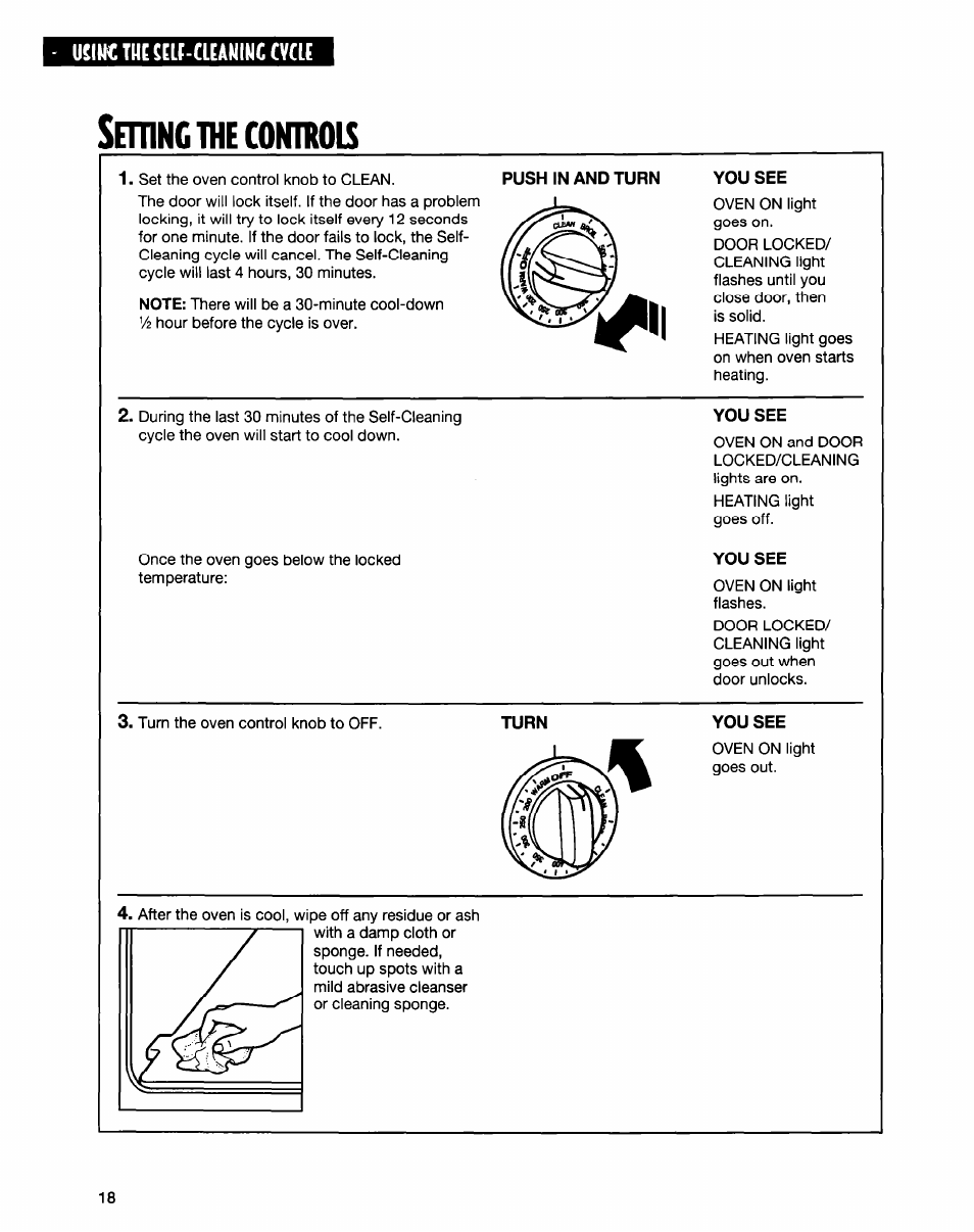 Setting the controls, The controls, Etting | Whirlpool FGS335E User Manual | Page 18 / 29