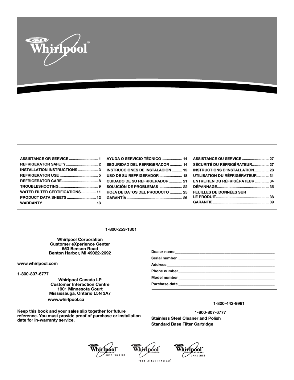 Whirlpool 2309541 User Manual | 40 pages