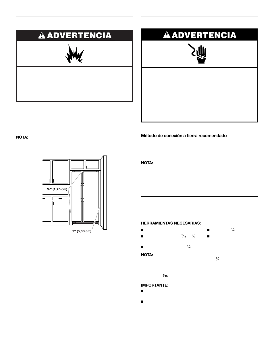 Advertencia, Requisitos de ubicación, Requisitos eléctricos | Requisitos del suministro de agua | Whirlpool 2309541 User Manual | Page 16 / 40