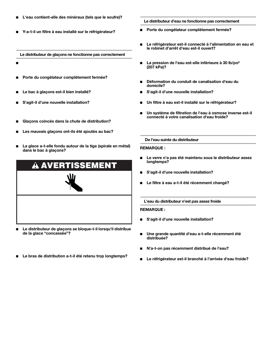 Avertissement | Whirlpool 2309541 User Manual | Page 37 / 40