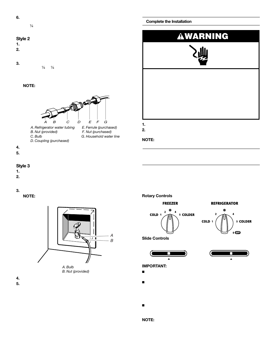 Refrigerator use, Warning, Using the controls | Whirlpool 2309541 User Manual | Page 5 / 40