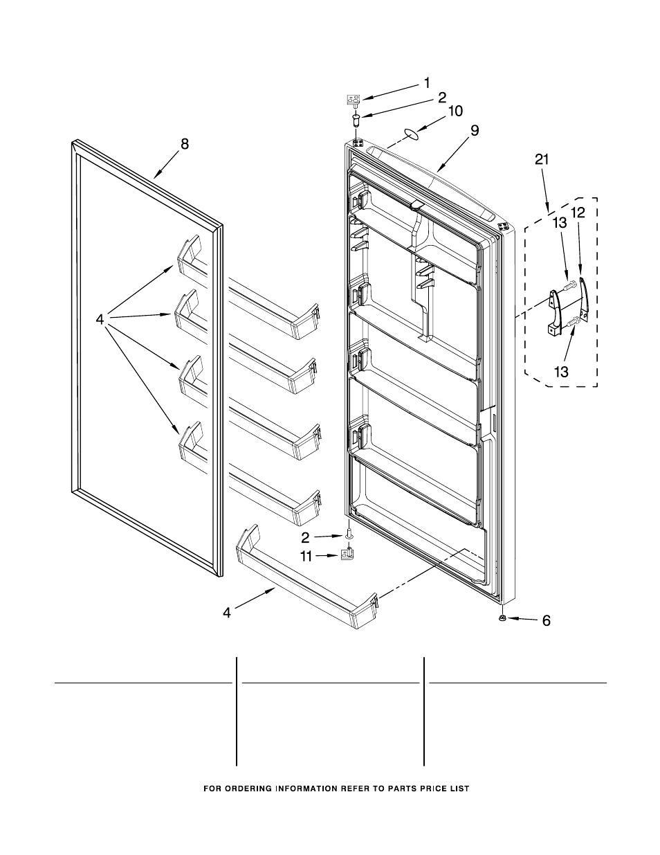 Door, Door parts | Whirlpool EV161FZRQ00 User Manual | Page 7 / 8