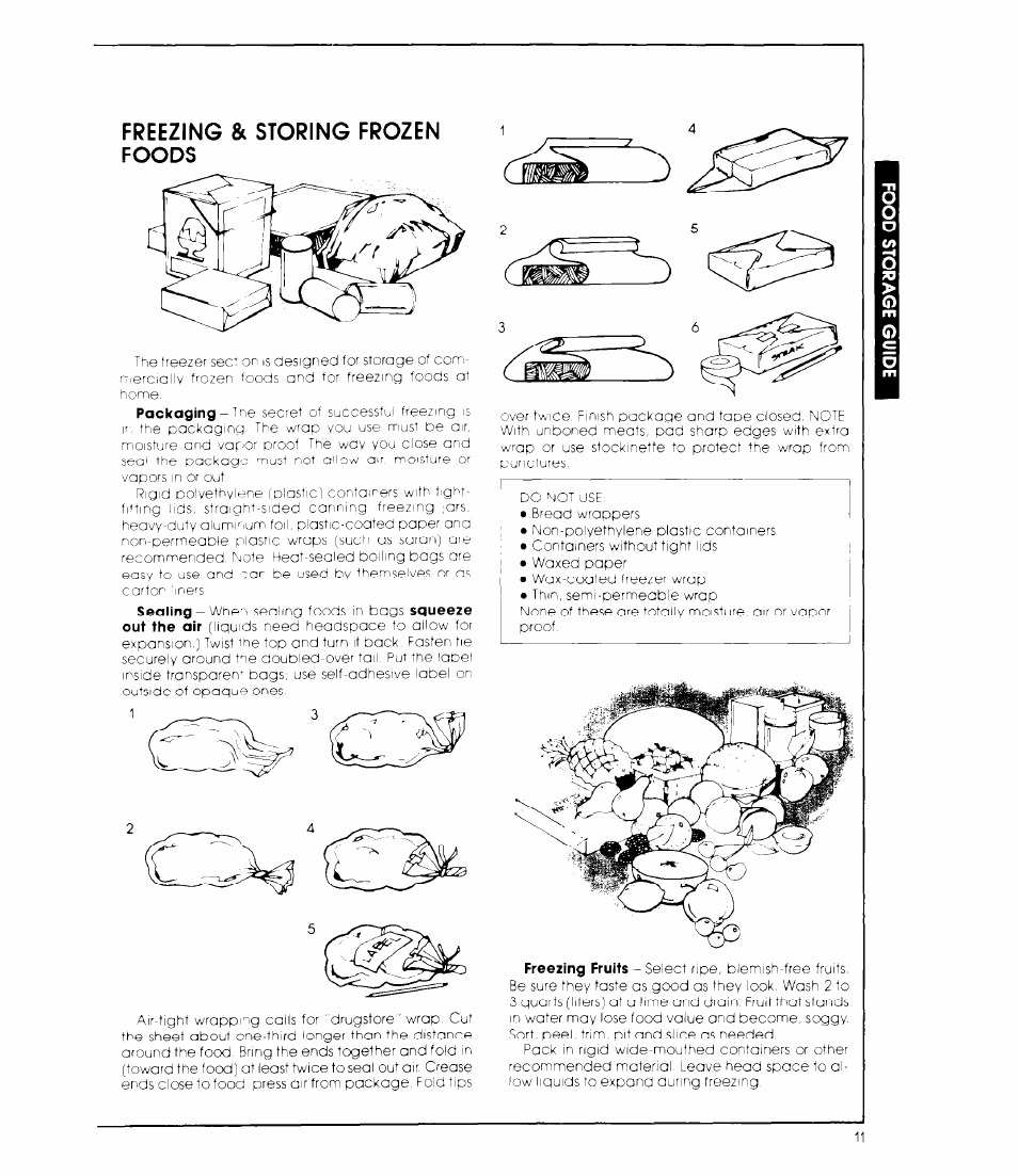 Freezing & storing frozen foods | Whirlpool ED19MT User Manual | Page 11 / 16