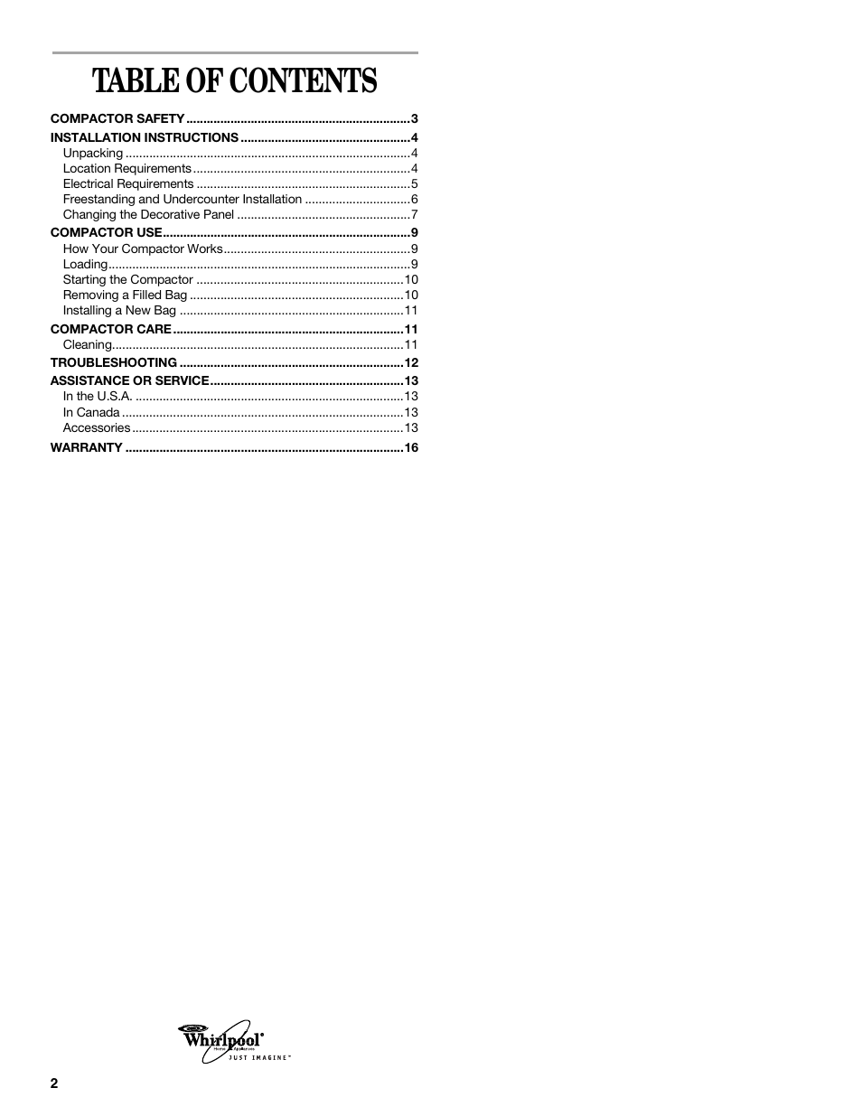 Whirlpool Compactor User Manual | Page 2 / 16