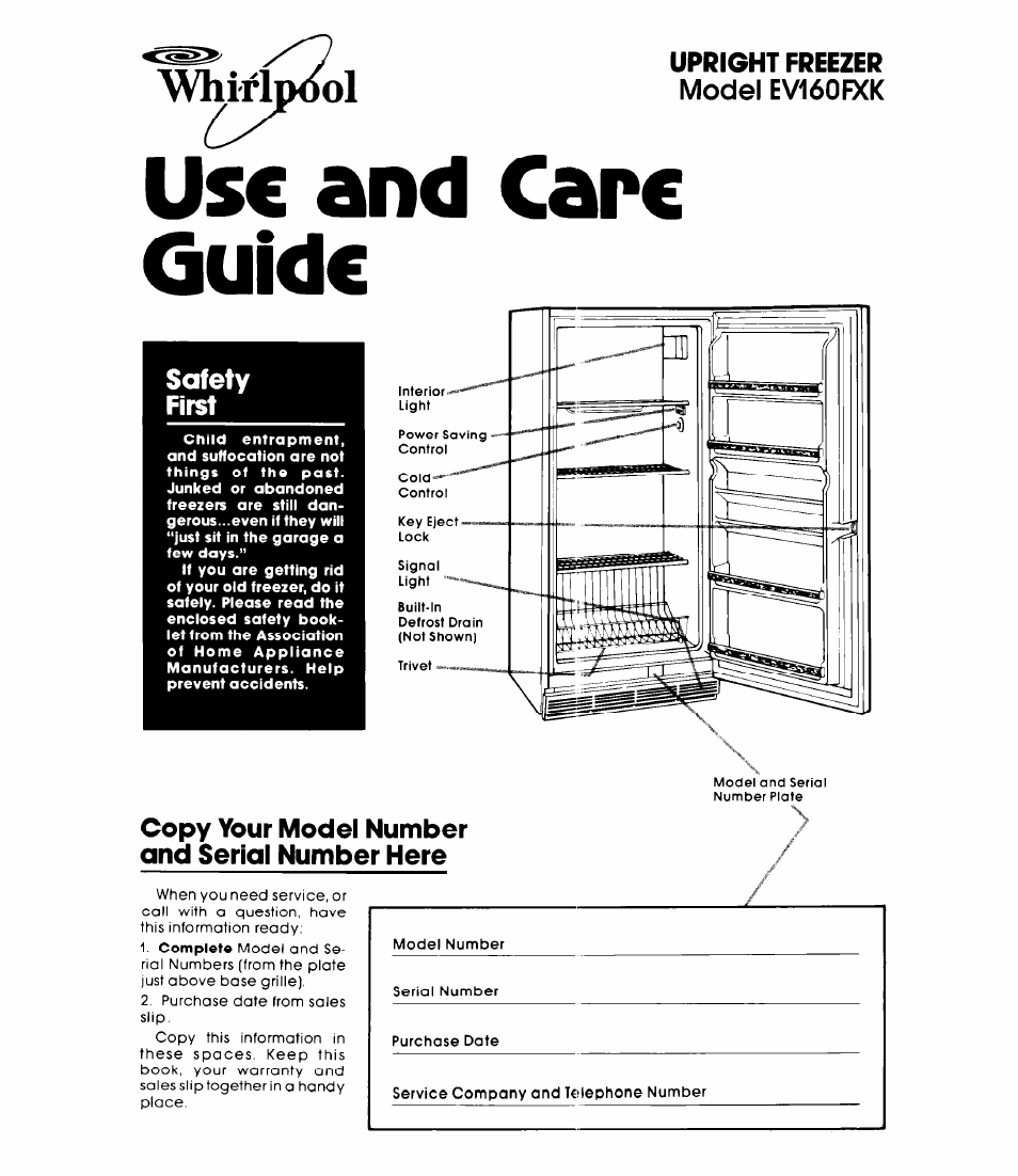 Whirlpool EV160EXK User Manual | 8 pages