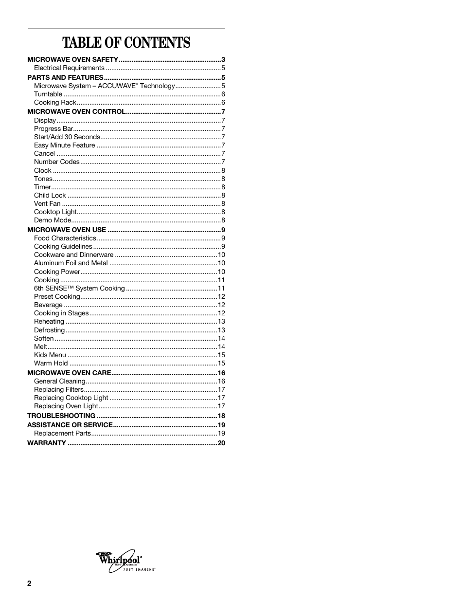 Whirlpool GH5184XP User Manual | Page 2 / 20