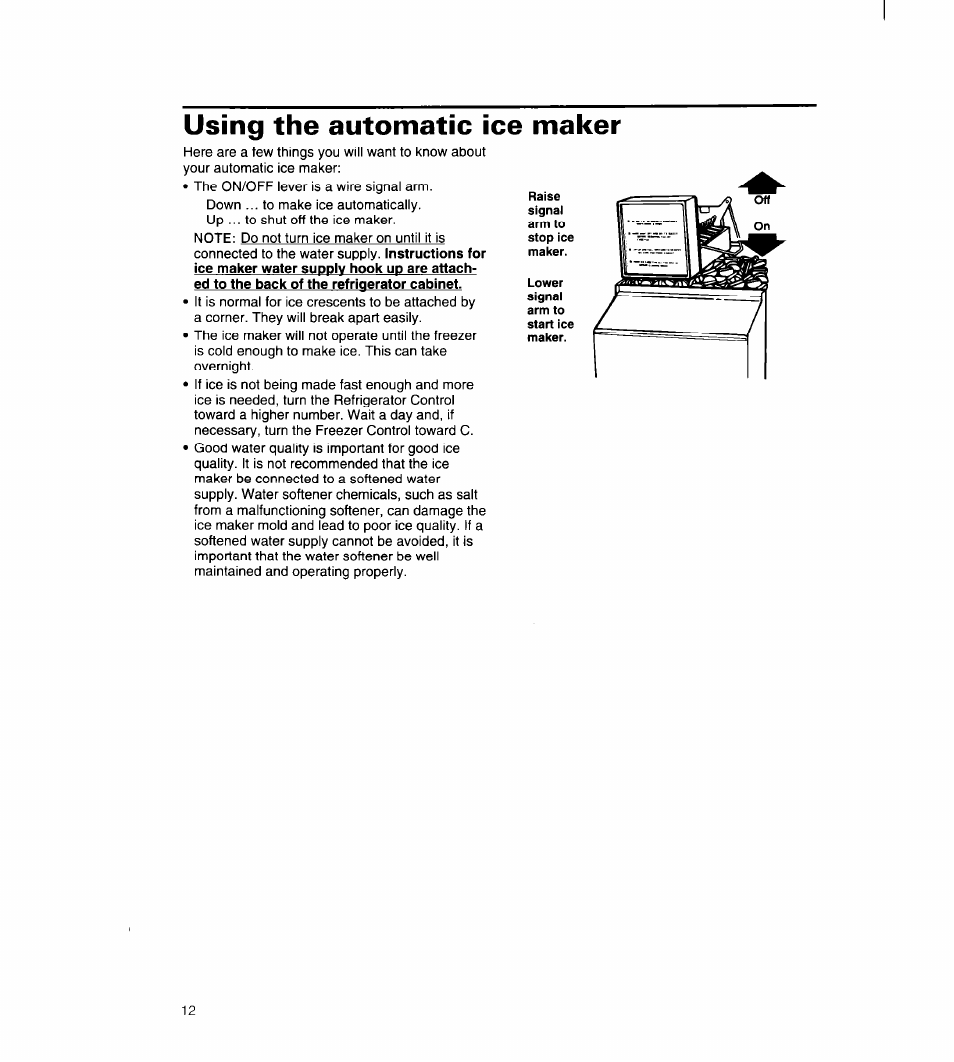 Using the automatic ice maker | Whirlpool 8ED22PW User Manual | Page 13 / 25