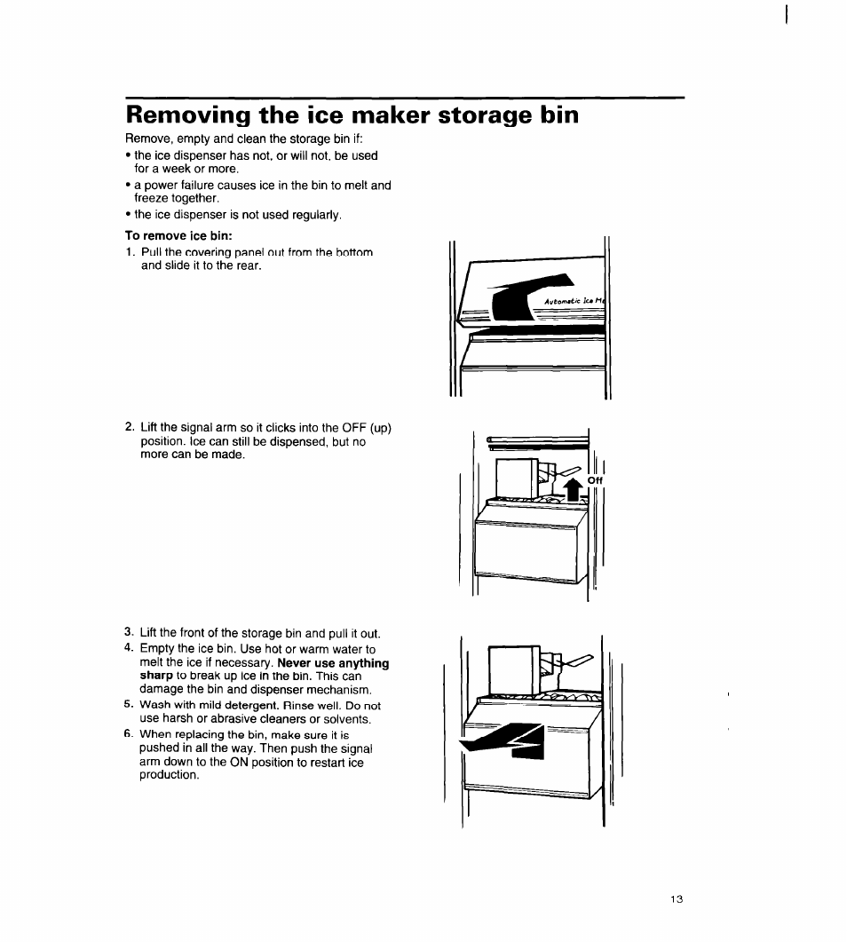 Removing the ice maker storage bin | Whirlpool 8ED22PW User Manual | Page 14 / 25