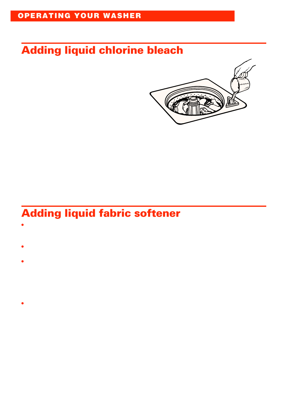 Adding liquid chlorine bleach, Adding liquid fabric softener | Whirlpool 3950306 User Manual | Page 10 / 24