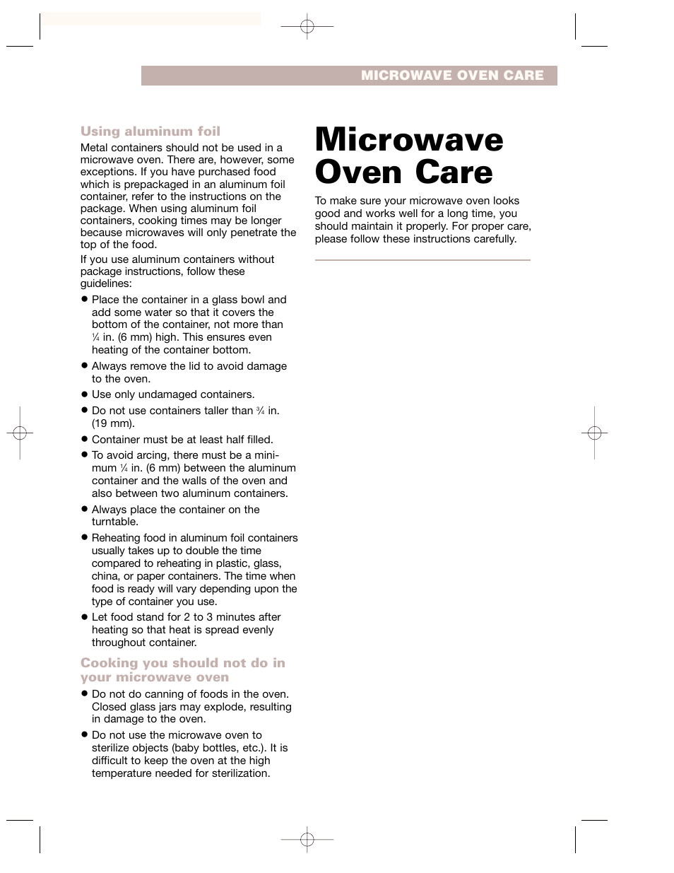 Microwave oven care | Whirlpool GH7155XKQ User Manual | Page 23 / 30