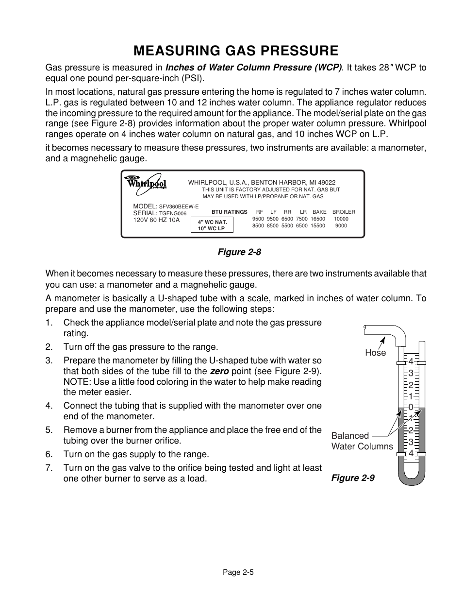 Measuring gas pressure | Whirlpool 4322452 User Manual | Page 17 / 88
