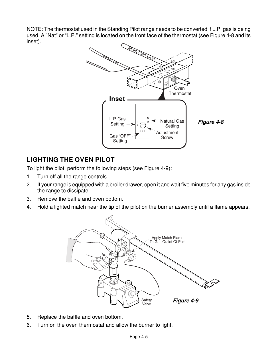 Inset lighting the oven pilot, Figure 4-8, Figure 4-9 | Whirlpool 4322452 User Manual | Page 49 / 88