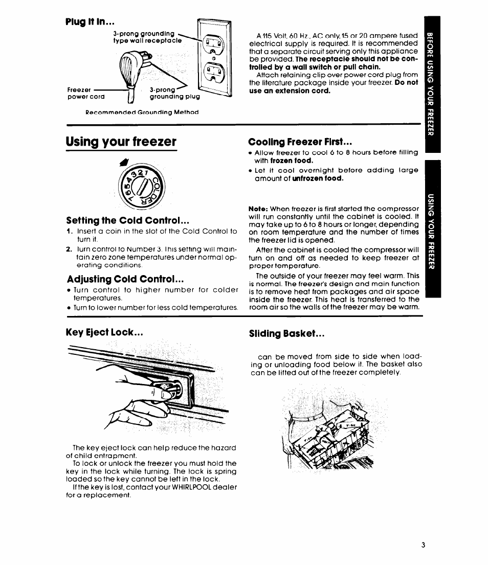 Using your freezer | Whirlpool EHISOCXL User Manual | Page 3 / 8