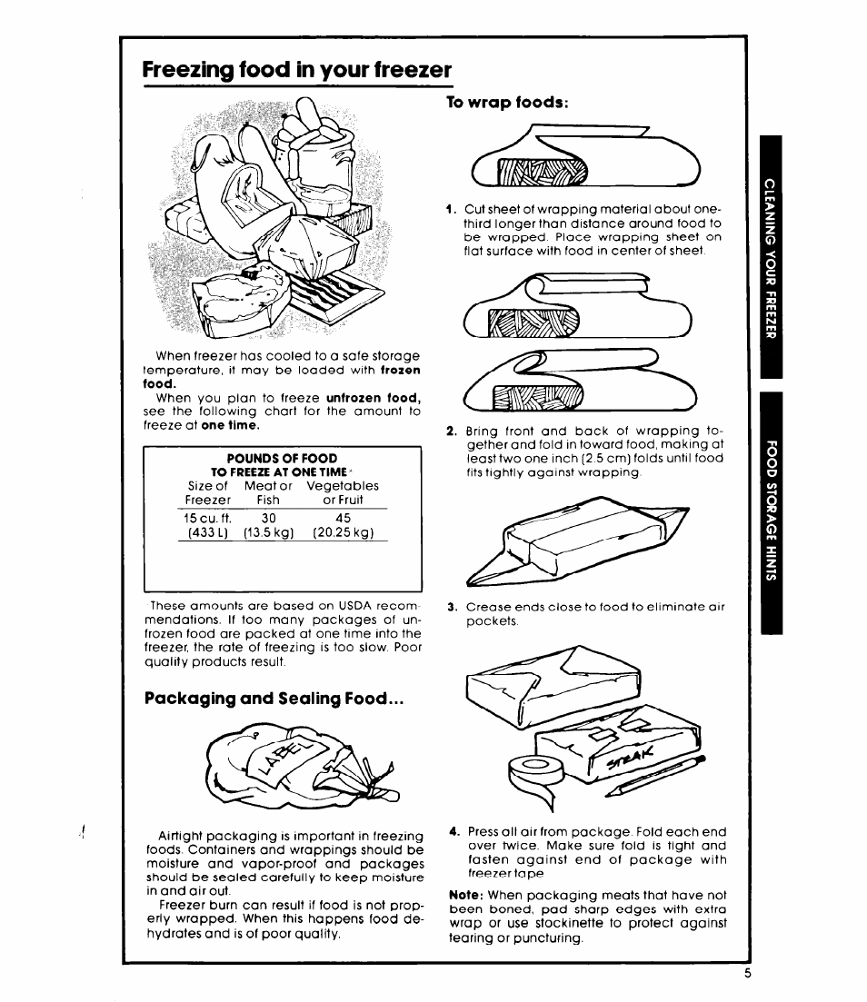 Freezing food in your freezer | Whirlpool EHISOCXL User Manual | Page 5 / 8