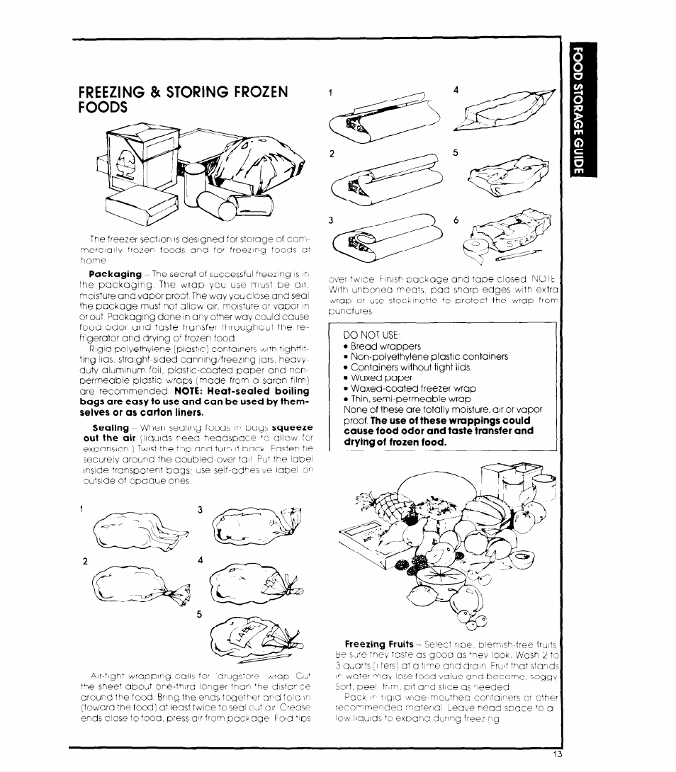 Freezing & storing frozen foods, Freezing and storing frozen foods | Whirlpool 3ED26MM User Manual | Page 13 / 20